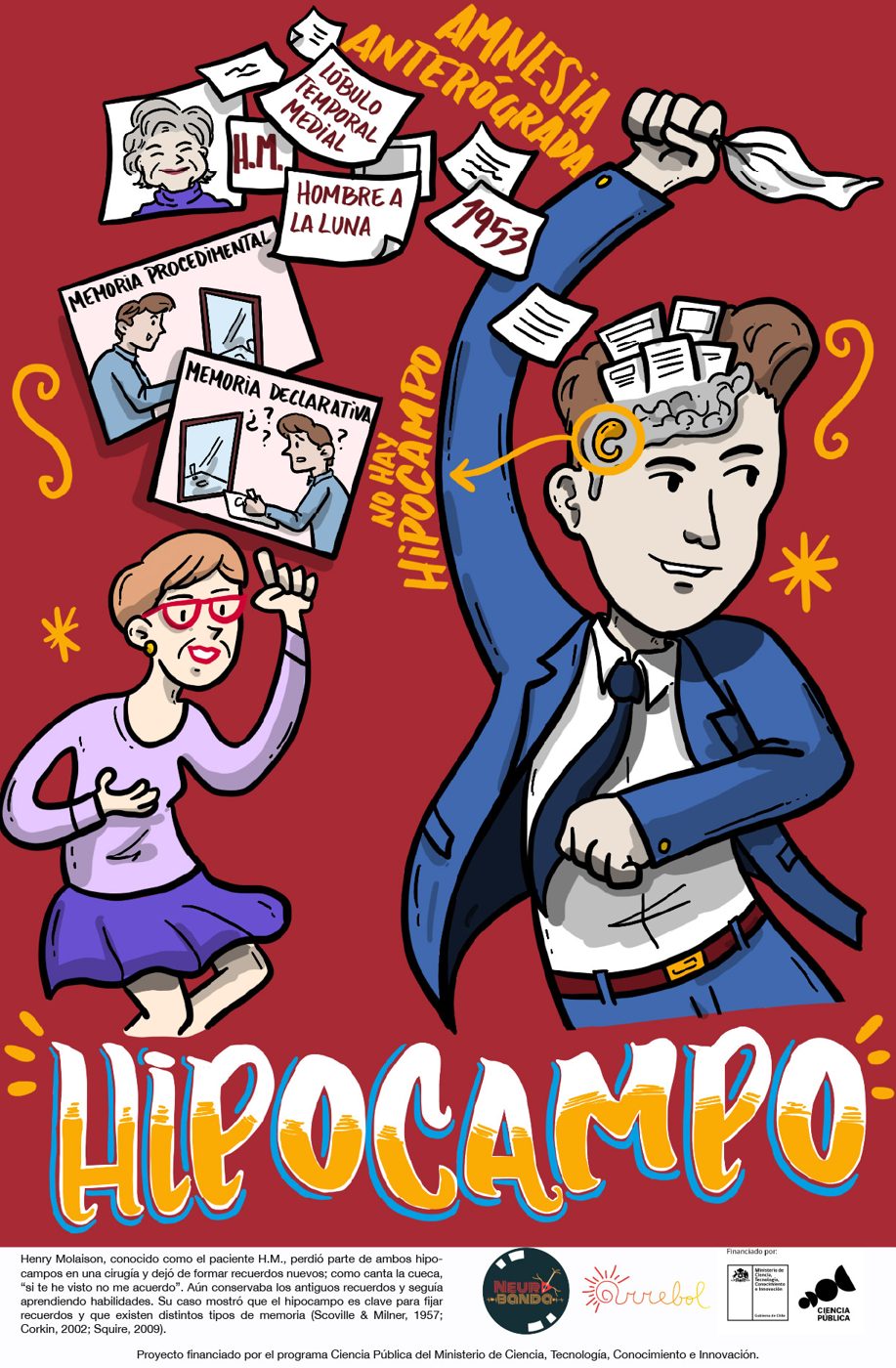 Afiche ilustrado de la canción HM: El desmemoriado